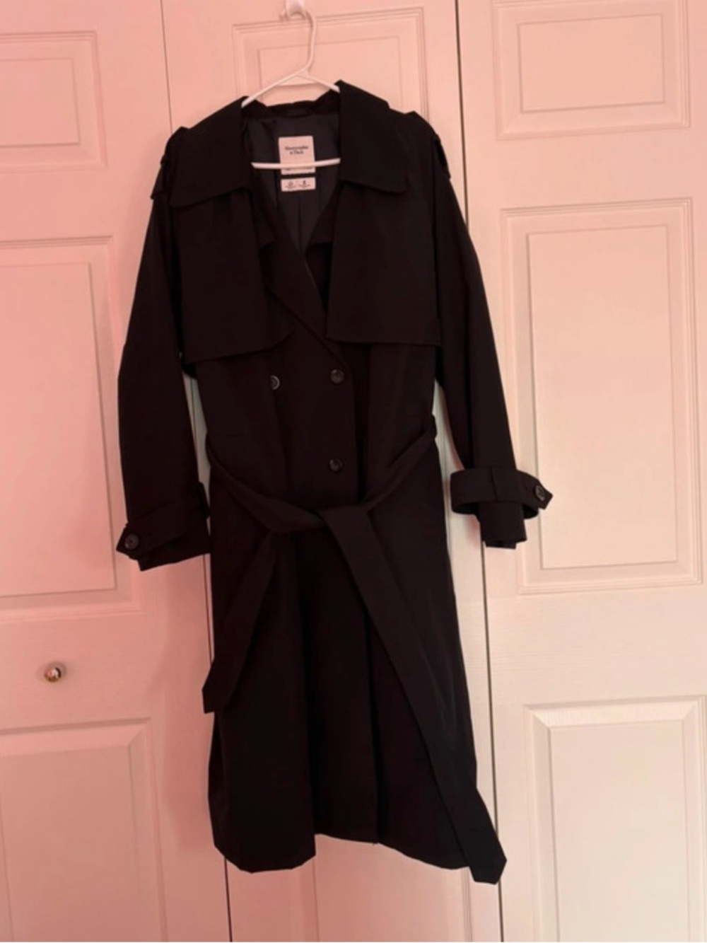 Abercrombie and Fitch Classic Black Trench Coat - Picture 2 of 15
